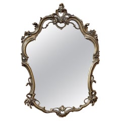 Retro Italian Baroque Patinaed Giltwood Mirror