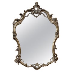 Miroir baroque italien ancien en bois doré patiné