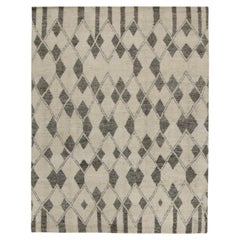 Rug & Kilim’s Moroccan Style Rug in Ivory with Gray Diamond Patterns