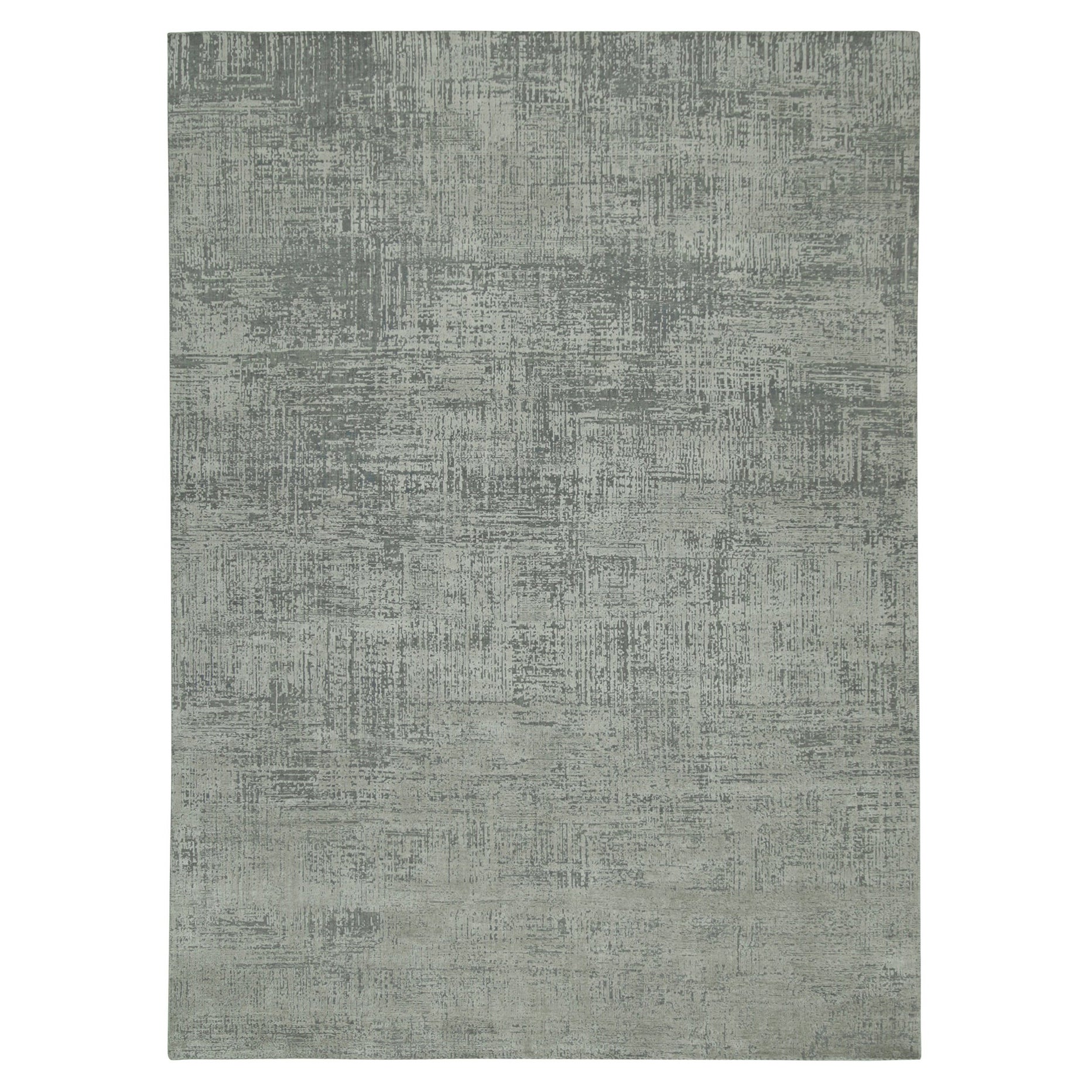 Rug & Kilim's Abstract Rug in Grey and Stone Blue Geometric Pattern (tapis abstrait à motifs géométriques gris et bleu pierre) en vente