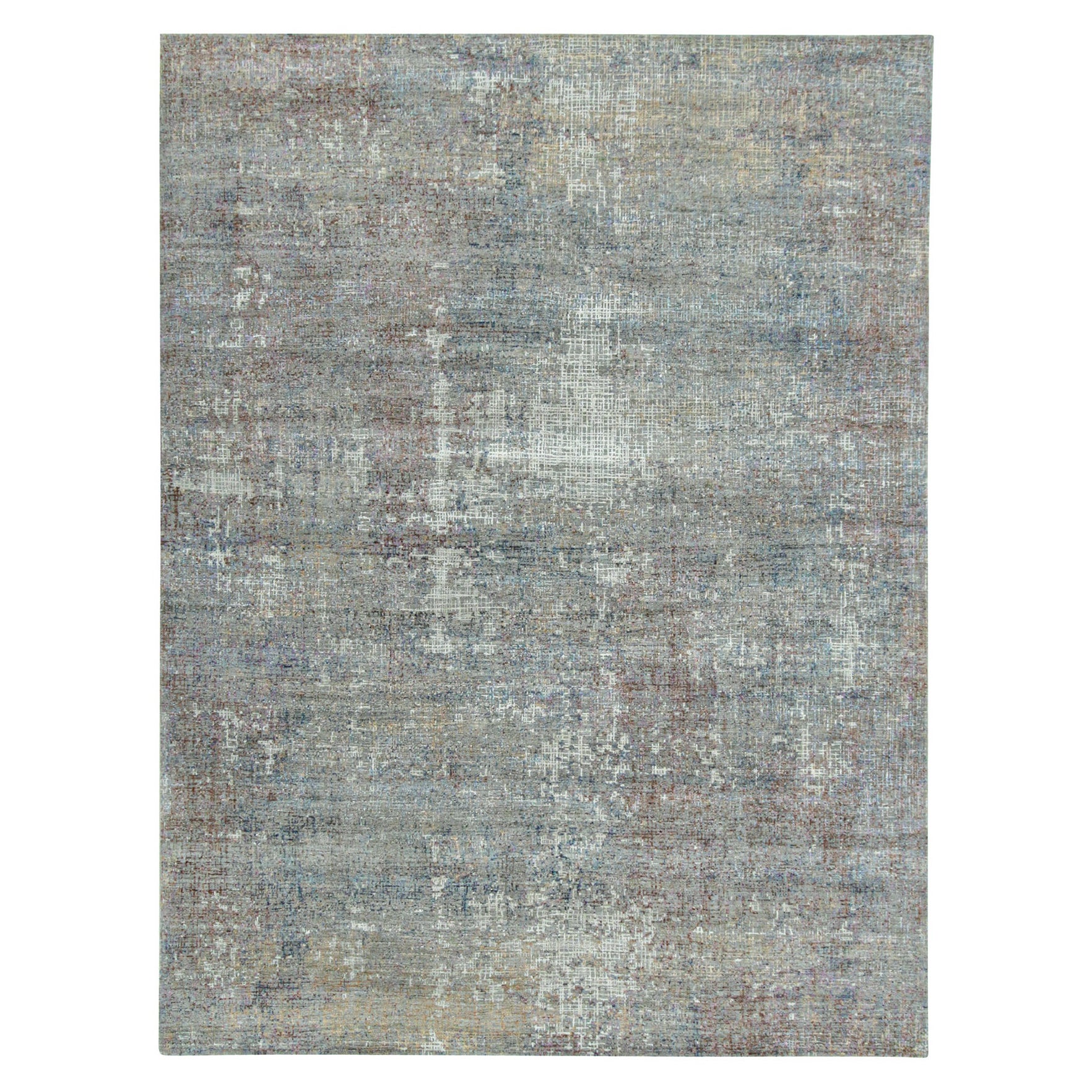 Rug & Kilim's Abstract Rug in Gray with Colorful Geometric Streaks (tapis abstrait gris avec des stries géométriques colorées)