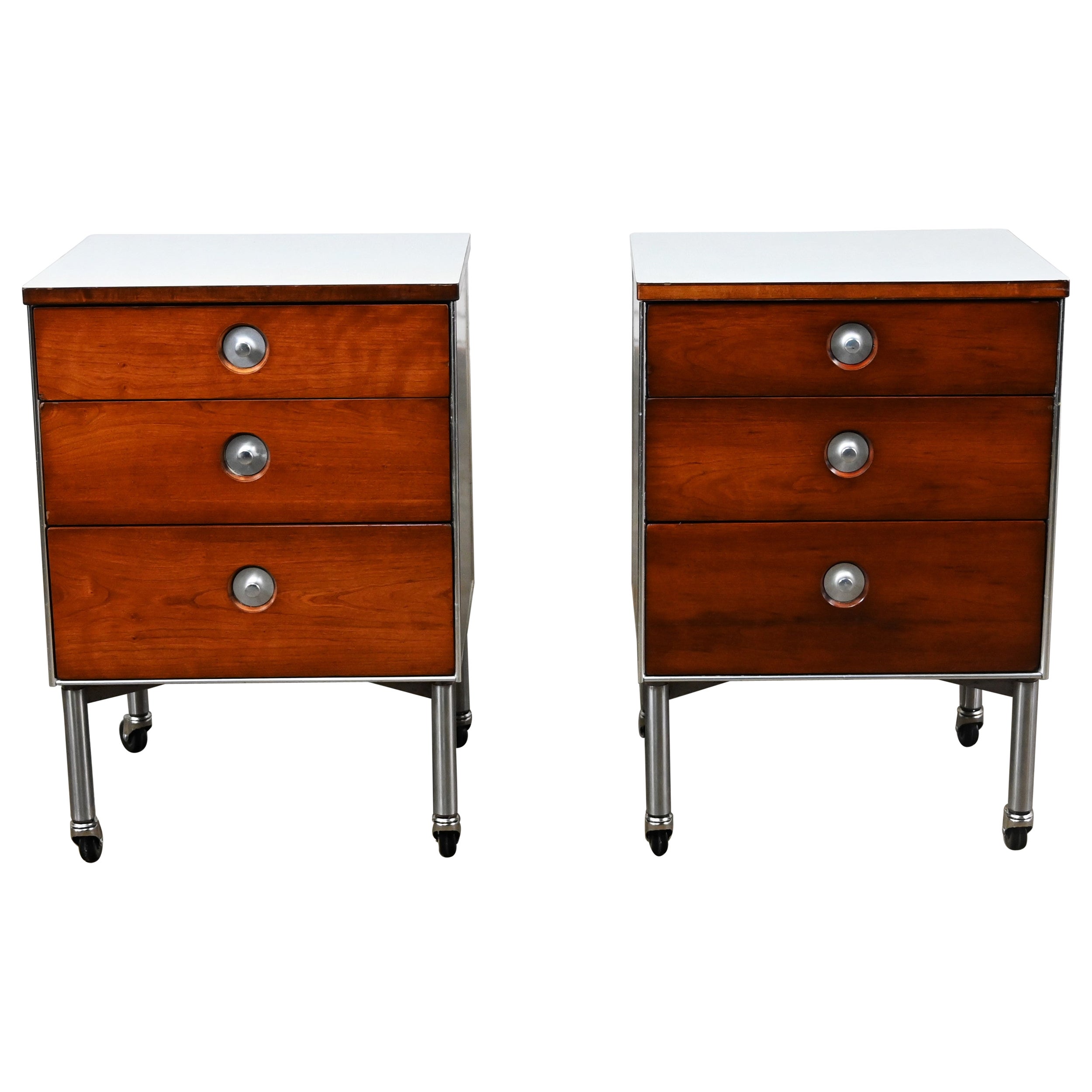 1960’s Mid Century Modern Raymond Loewy for Hill Rom Nightstands or End Tables  For Sale