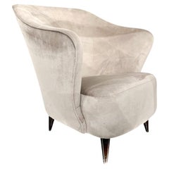 Sillón Moderno Brasileño de Madera Dura y Terciopelo, Att. Joaquim Tenreiro, años 50