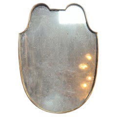 Vintage Italian Sculptural Small Brass Mirror 1960s