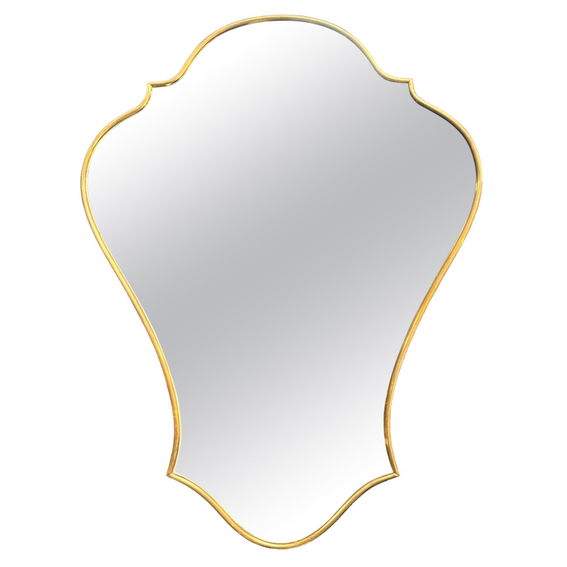 Mid Century Modern Italian Brass Wall Mirror 1960s For Sale