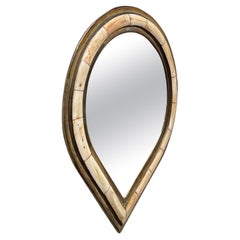 Retro Moroccan Tear Drop Mirror in Brass & Camel Bone