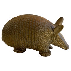 Vintage 1970s Heavy Brass Armadillo Figurine