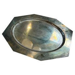 Octagonal Italian Brass Decorative Tray 1960s
