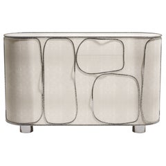 Shagreen Buffet with Chrome Finish Stainless Steel Details by R&Y Augousti