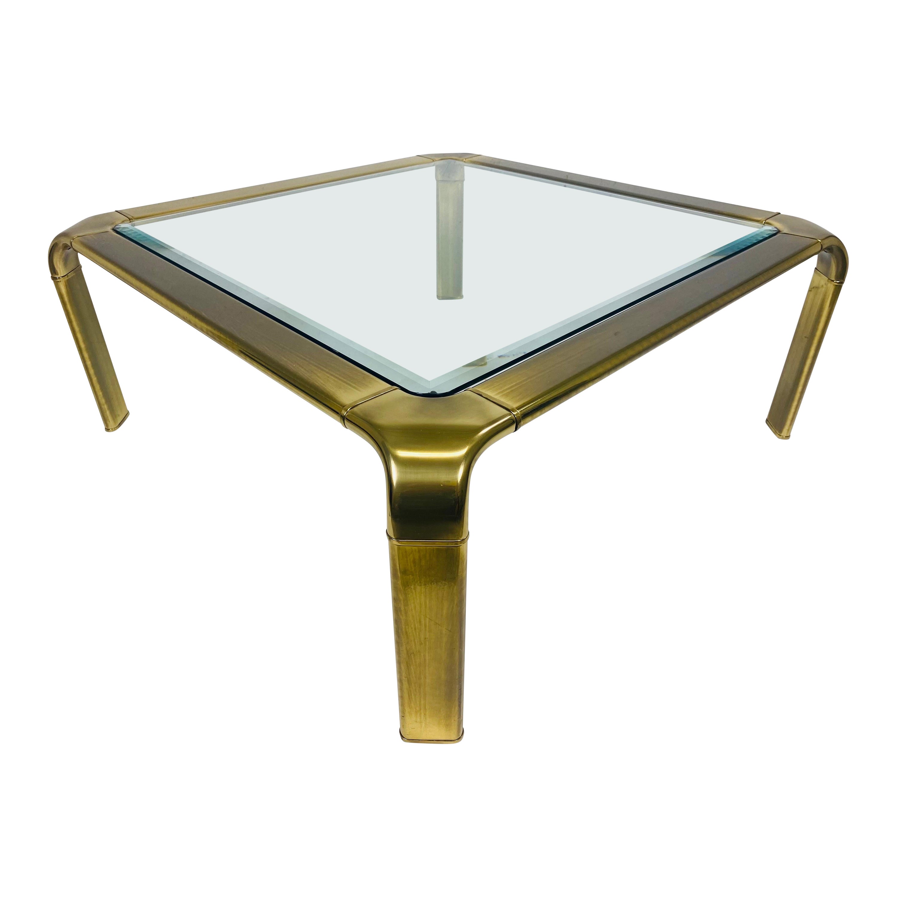 Elegant mid century solid brass cocktail table by Mastercraft For Sale