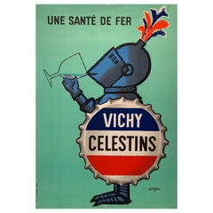 Mid-century Original Vintage Poster, 'Vichy Celestins' by Raymond Savignac, 1963
