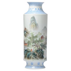 Vase de paysage Proc de qualité vintage en porcelaine chinoise, 1970-1980