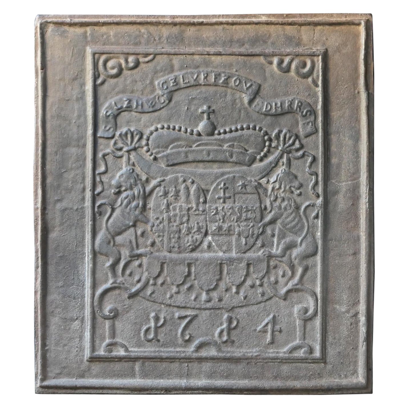 Plaque de cheminée allemande de style Louis XIV, 20e siècle en vente