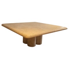 Vintage Square Travertine Coffee Table by Mario Bellini for Cassina