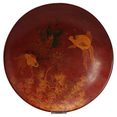 Vietnam / Indochine Circular Lacquered Wooden Plate Nguyen Duy