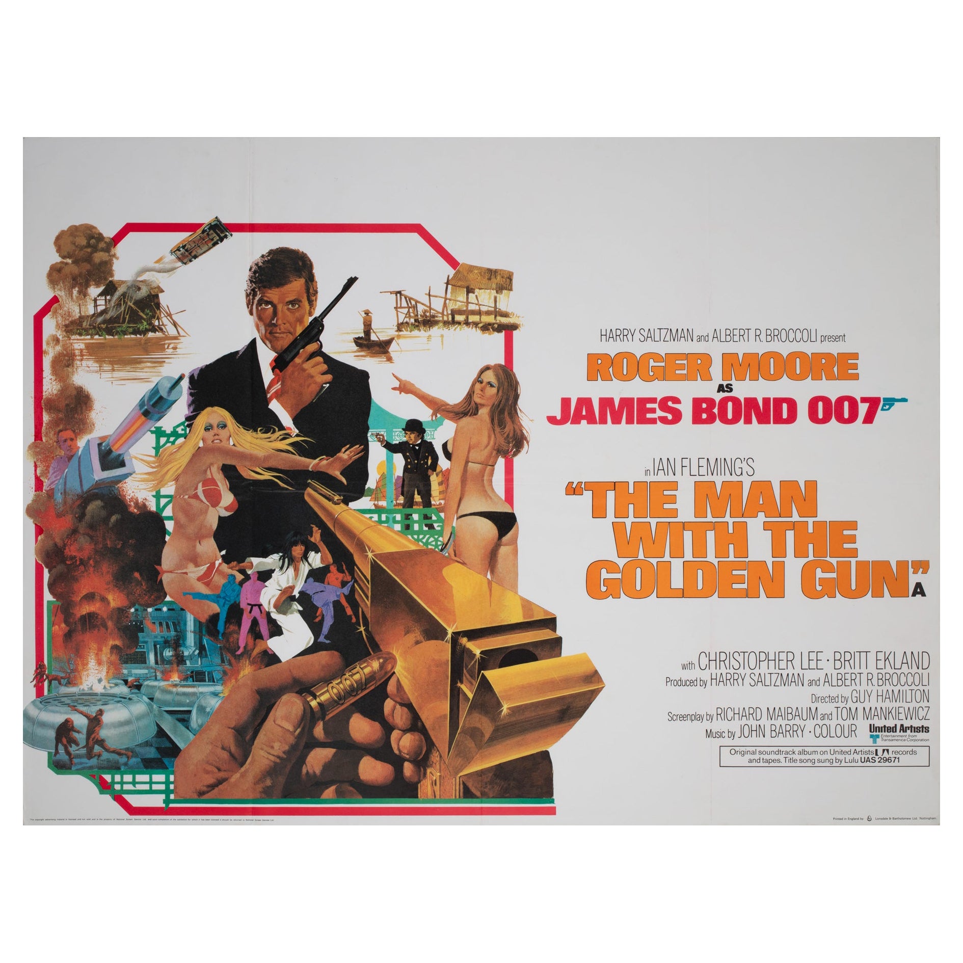 Filmplakat „Man with the Golden Gun“ von James Bond aus dem Jahr 1974, Großbritannien