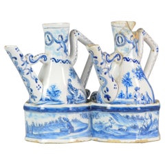 Anciennes assiettes de faïence de Klauw Delft à l'huile et bleu vinégrane et blanc, vers 1700