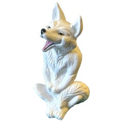 Grande figurine de loup/renard en céramique italienne