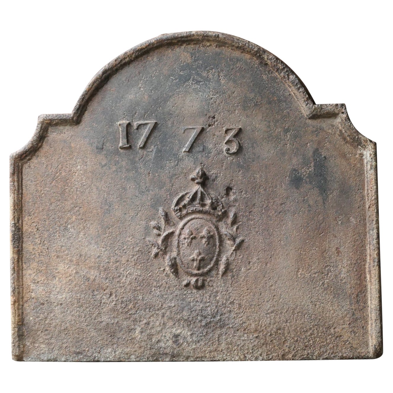 18th Century French Louis XV 'Arms of France' Fireback / Backsplash, Dated 1773 For Sale