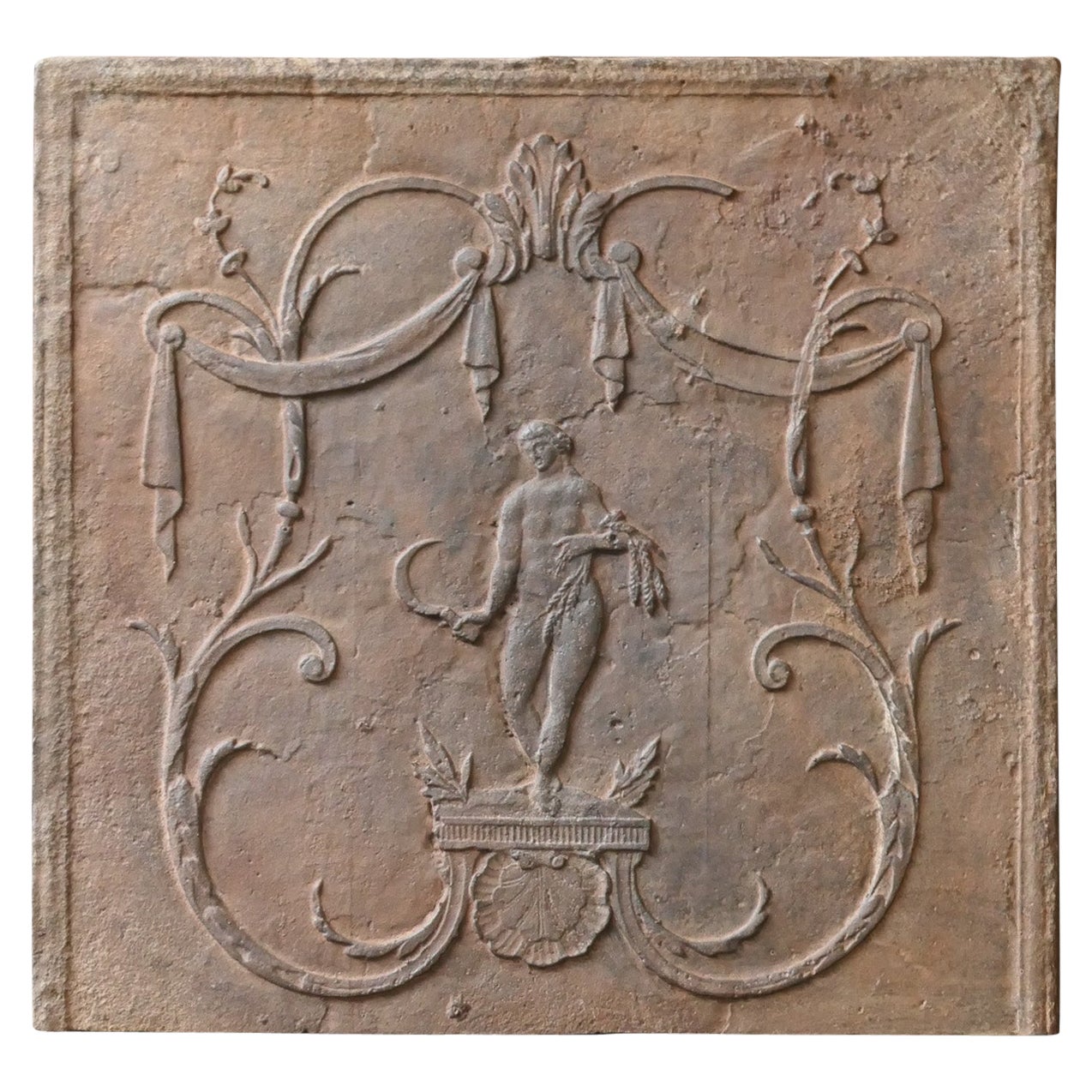Antique French Neoclassical 'Ceres' Fireback / Backsplash, Early 19th Century For Sale