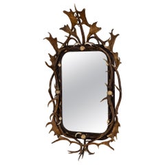 Wall Mirror with Stag Antlers, 2nd half 19th century