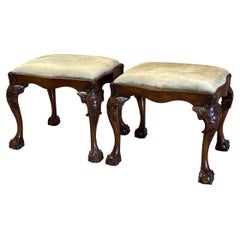 Mahogany Chippendale Claw and Ball Ottomans, A Pair