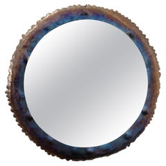 Brutalist sturdy wall mirror with emaille on metal, 1970s