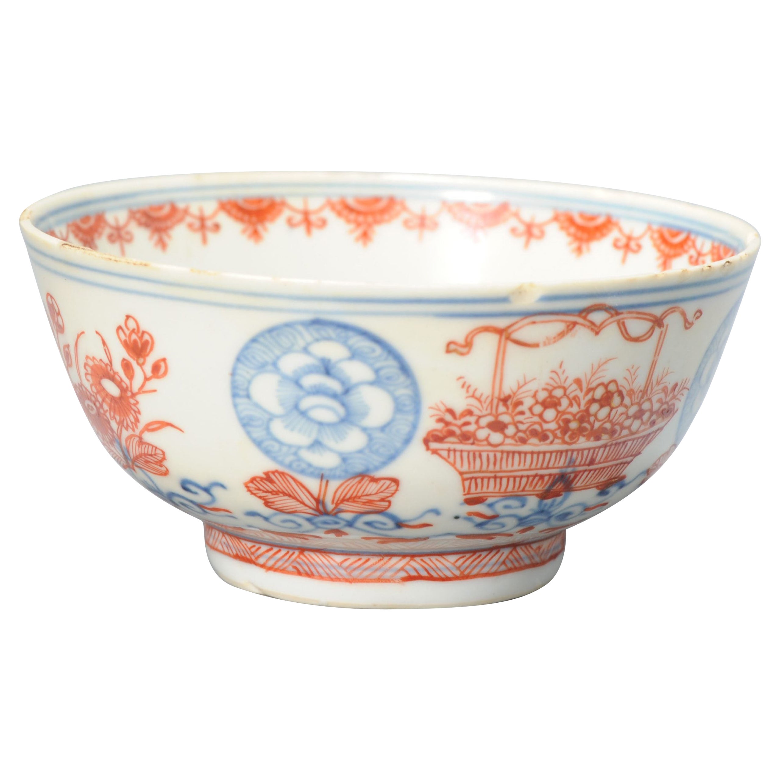 Antique Kangxi Amsterdam Bont Porcelain Bowl Chinese Polychrome, 18th Century For Sale