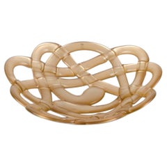 Anna Ehrner for Kosta Boda.  "Basket" bowl in gold and clear art glass.