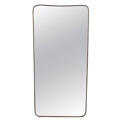 Retro Mid-Century Italian Wall Mirror with Brass Frame (circa 1950s) - Large