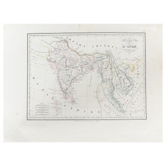 Antique Carte de L'Inde Myanmar, Malaysia Vietnam Map of Asia the Chinese Empire
