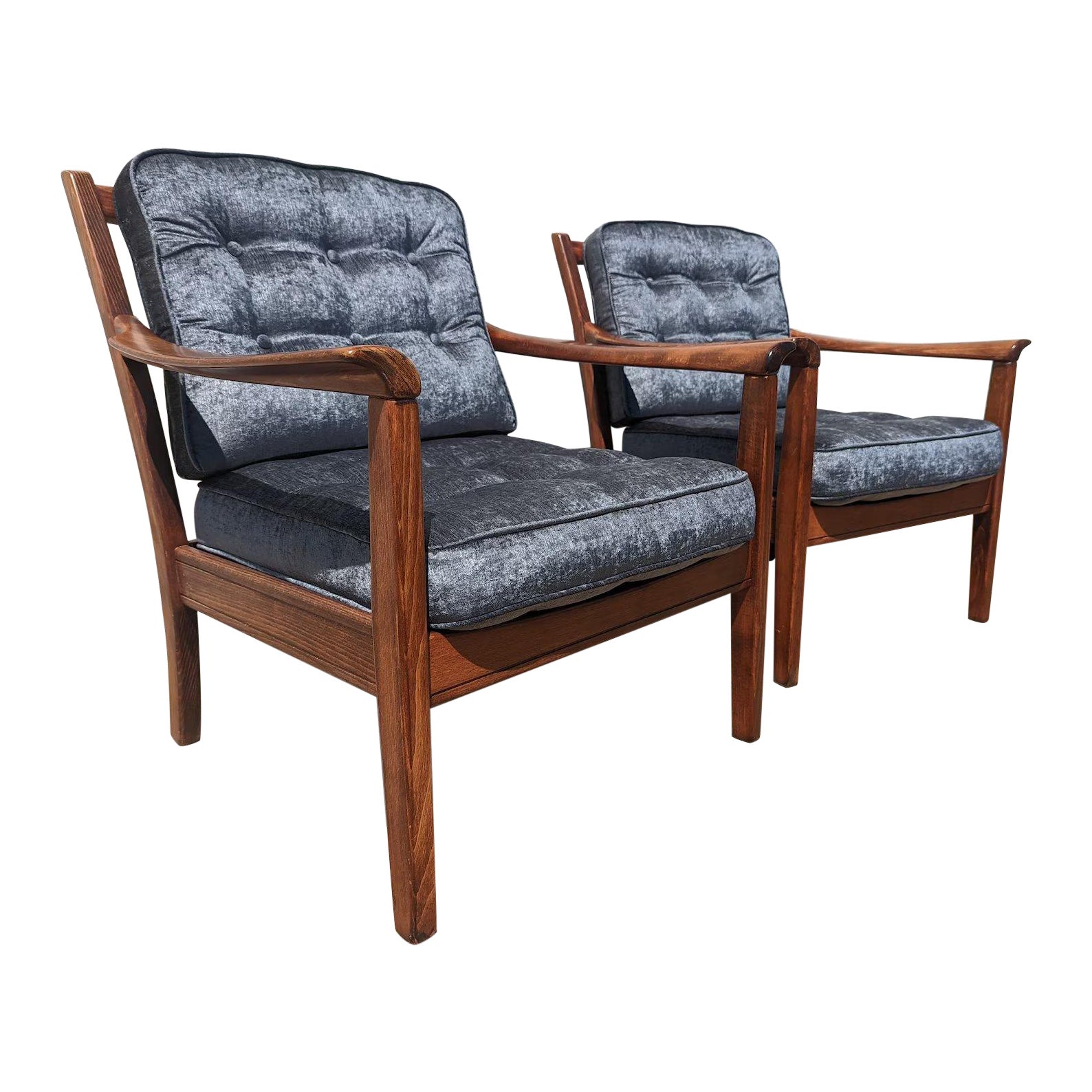 Paire de chaises d'appoint danoises en teck de style moderne du milieu du siècle dernier