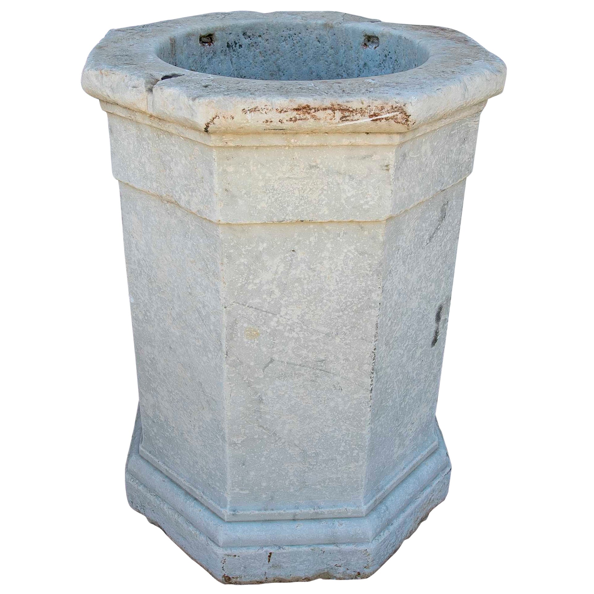 18th Century Spanish White Marble Octagonal  Well Spout For Sale