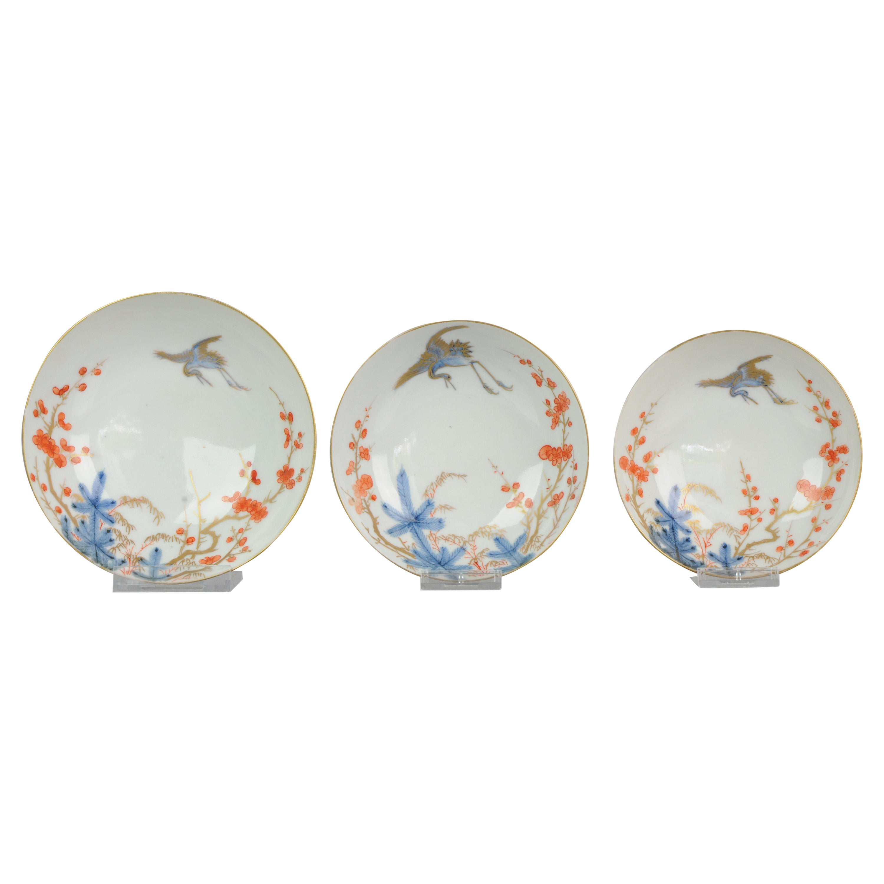 Set of 3 Antique Japanese Footed Bowls Porcelain Dish Japan, 18/19th Century For Sale