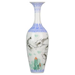 Crayfish Jingdezhen Proc Eggshell Porcelain Vase Chinese Marked, 20th Century