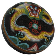 Perfect Vintage Chinese Dragon Cloissone Box Qing Period Bronze, 19th Century