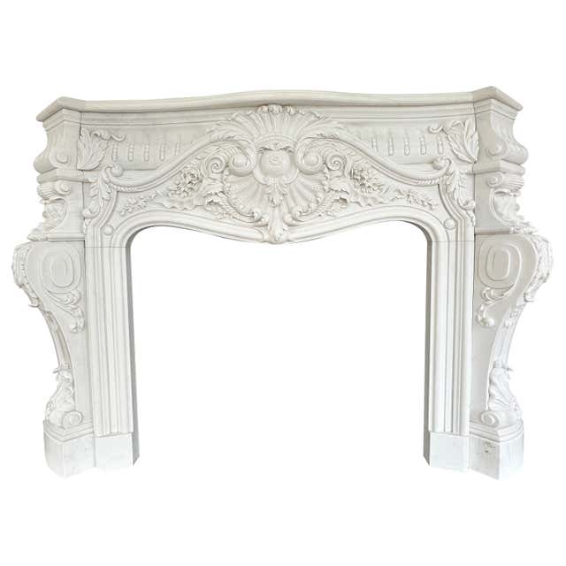Large Rococo Style Baroquegg Marble Fireplace For Sale at 1stDibs