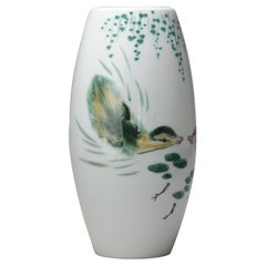 Vase chinois vintage en porcelaine Proc Liling Duck Vase sous glaçure, 20e siècle