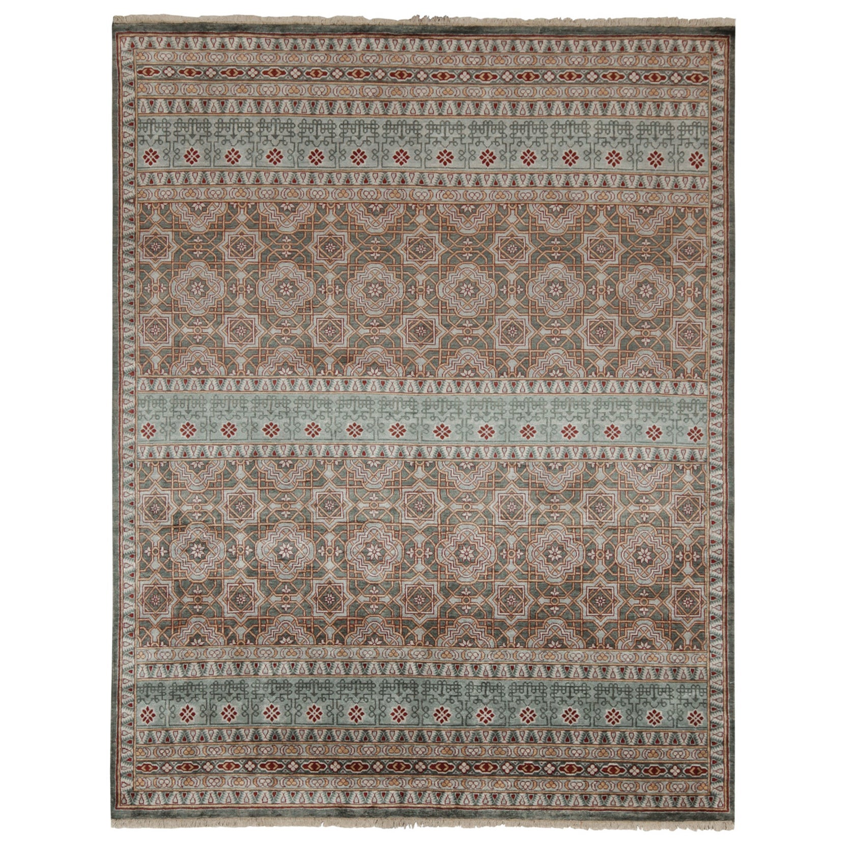 Rug & Kilim’s Classic Style Rug in Gold, Red and Blue Geometric Pattern For Sale