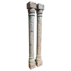 Antique 19th Century Pair of Hand-Carved Stone Columns