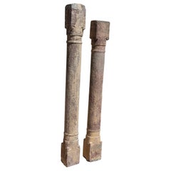 Antique 19th Century Pair of Hand-Carved Stone Columns