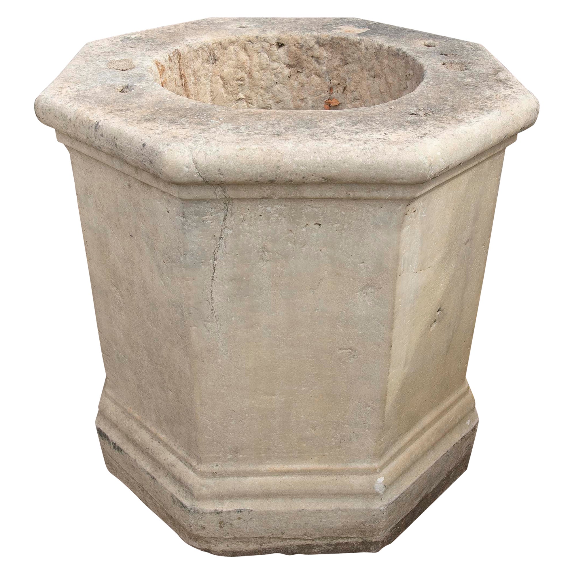 18th Century Spanish White Marble Octagonal  Well Spout