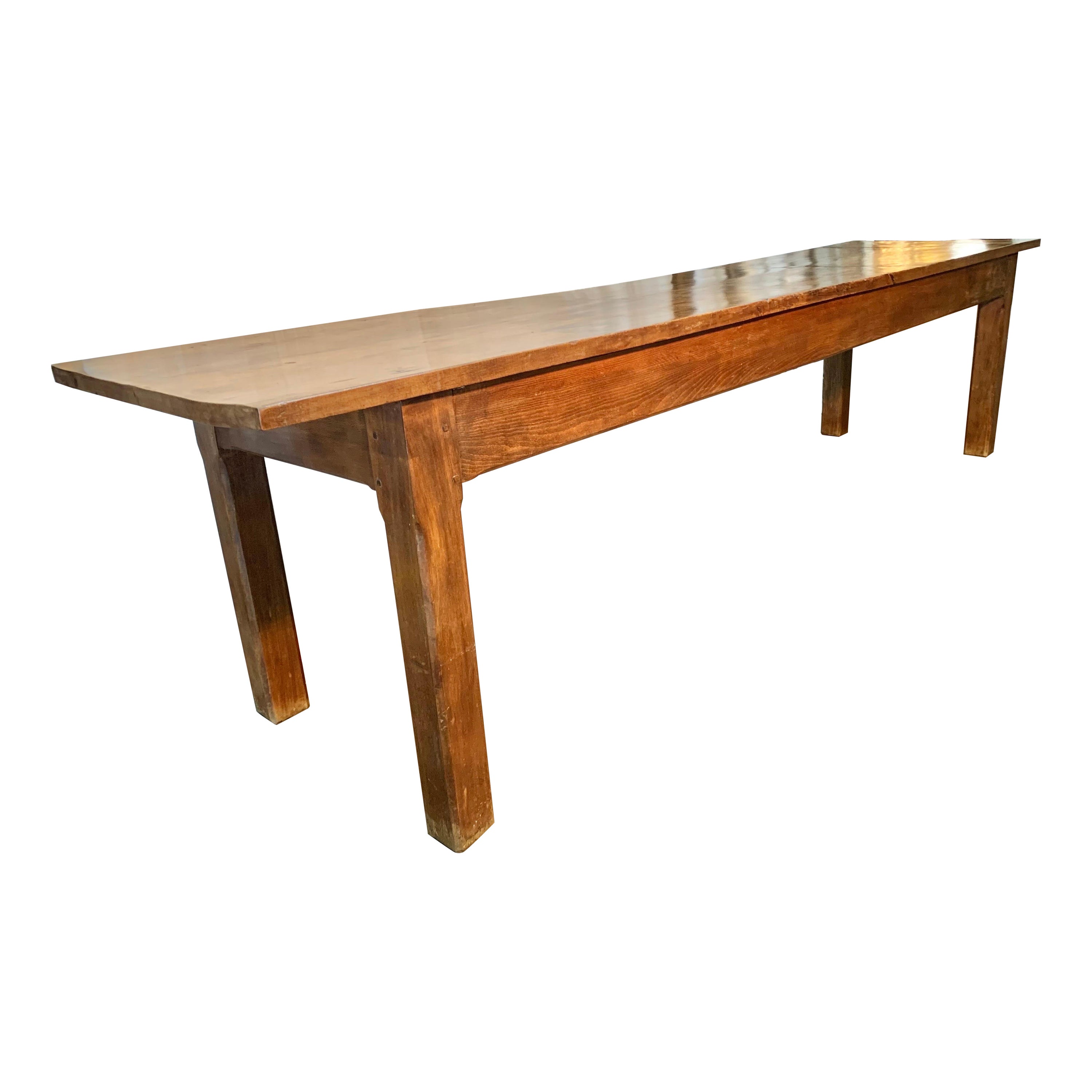 19th Century French Walnut Farm Harvest Table or Console
