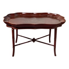 A 19th Century Red Chinoiserie Tray Table on Later Base