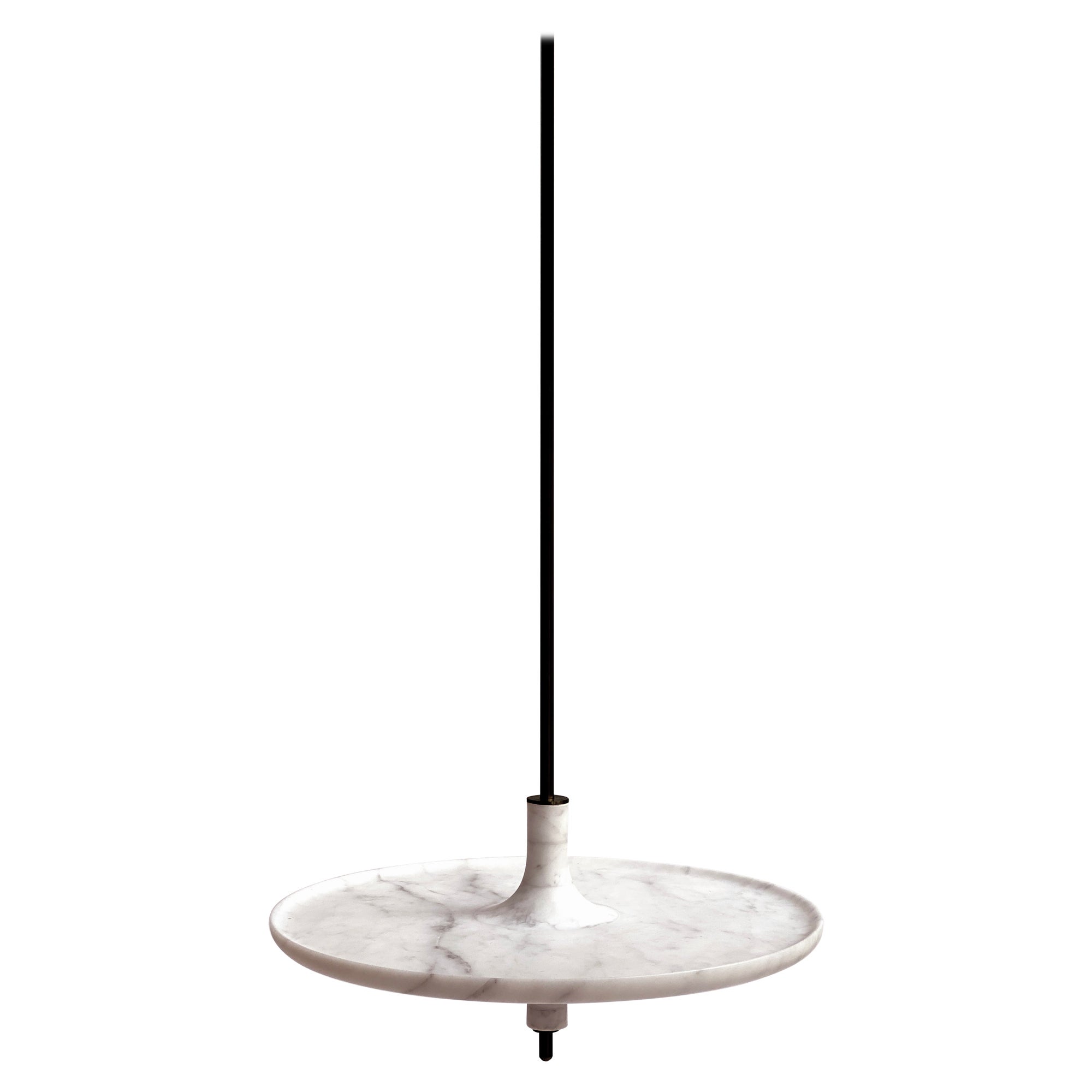 Carrara White Marble and Black Metal 38 Hanging Table by Mademoiselle Jo For Sale