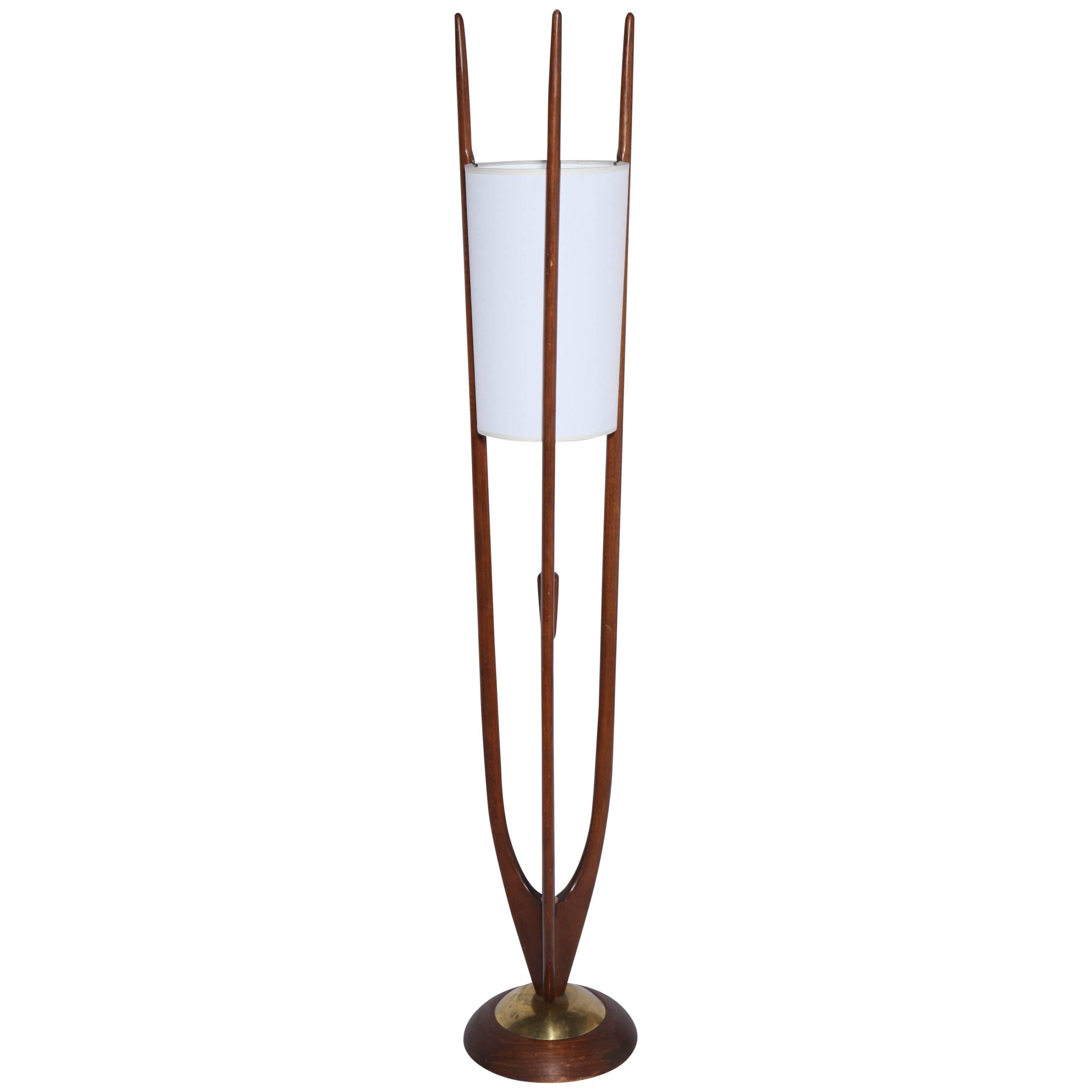 Danish Modern Modeline Brass and Walnut Floor Lamp