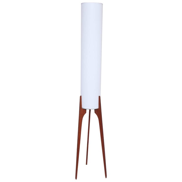 1960s Narrow Danish Teak Floor Lamp With Tripod Legs And White 1960s Narrow Danish Teak Floor Lamp With Tripod Legs And White Linen Shade For