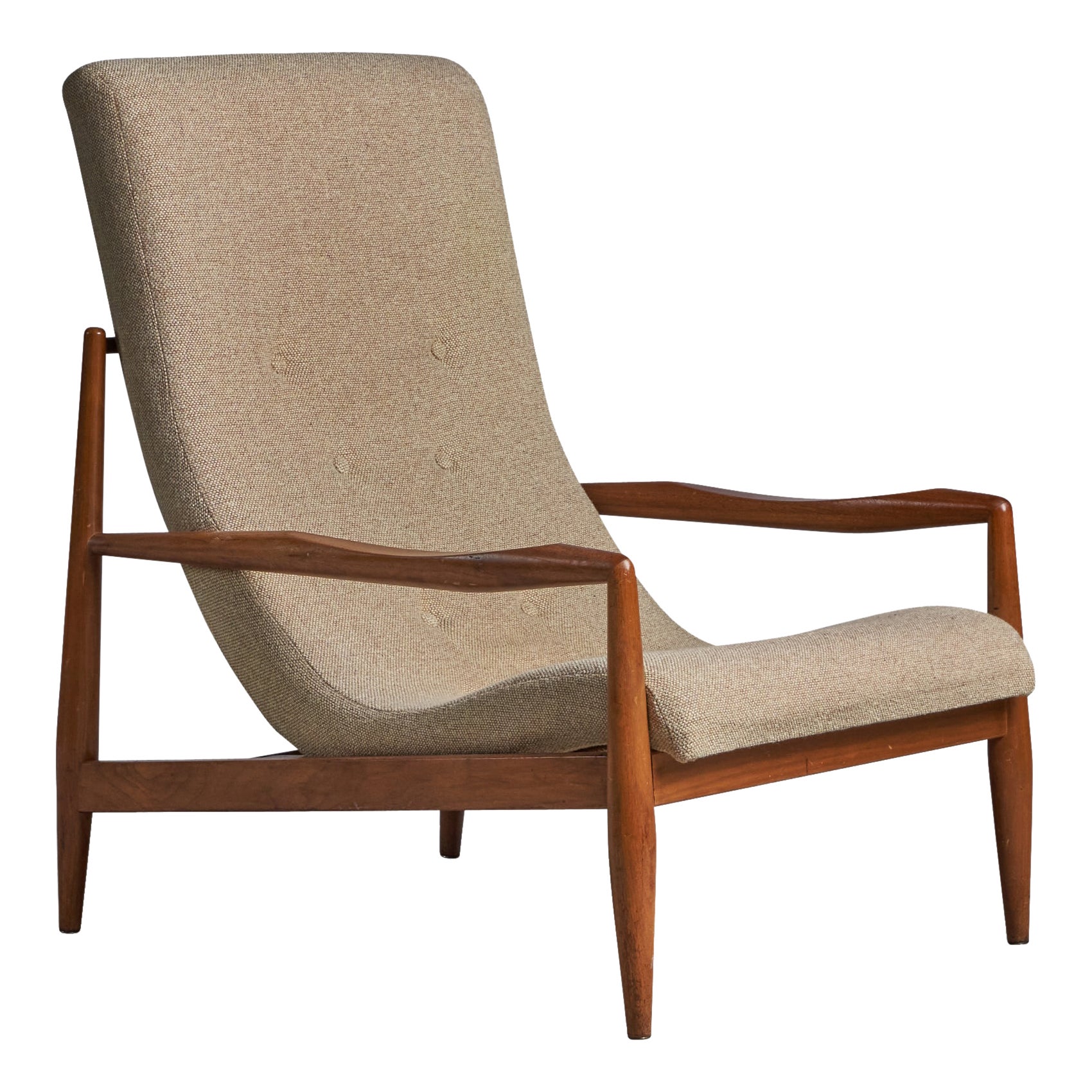Adrian Pearsall, Lounge Chair, Walnut, Fabric, USA, 1950s