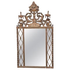French Regency Style Carved Wood and Gesso Wall Hanging Mirror