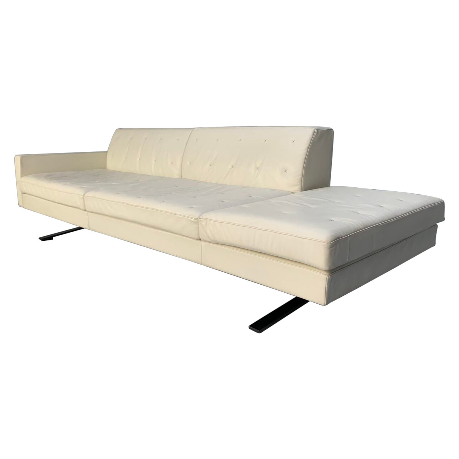 Poltrona Frau “Kennedee” 3-Seat Sofa – In Ivory “Pelle Frau” Leather For Sale